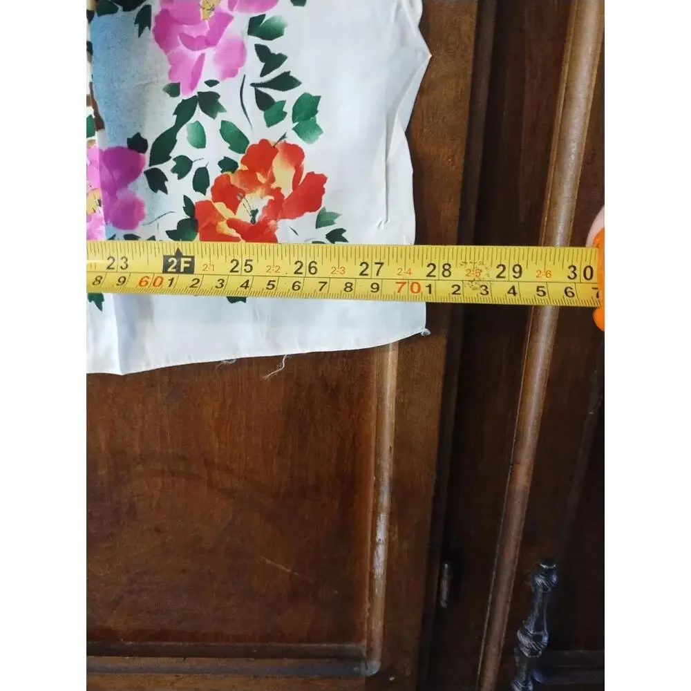 Vintage Chinese Silk Hand Painted‎ Peacock Scarf